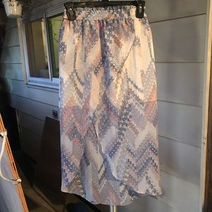 Periwinkle Printed Low to High Skirt